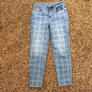 American eagle Plaid Blue Jeans size 2